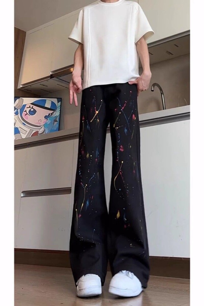 1506/Q21330/P41美式高街扎染宽松工装阔腿牛仔裤女2025拖地裤子1,男装牛仔裤,星座1506