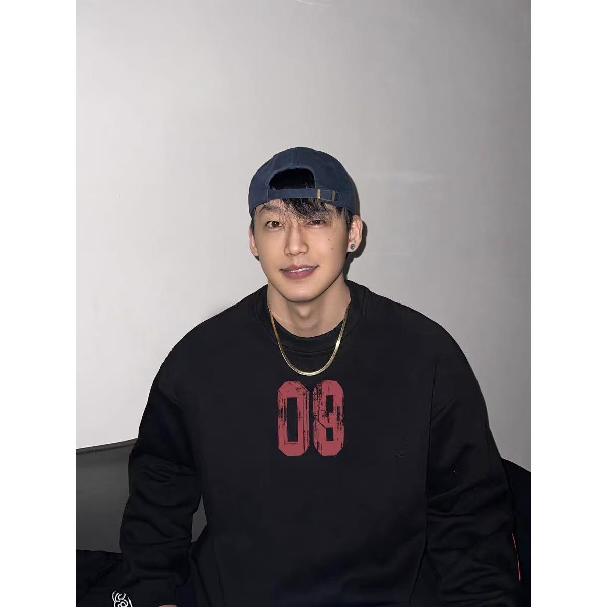 1506/QY4210/P28印花秋冬卫衣男春秋季韩版新款圆领宽松上衣图片