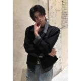 1506/QA2450/P54美式复古假两件卫衣男翻领宽松休闲百搭长袖上衣2，男装卫衣，星座1506