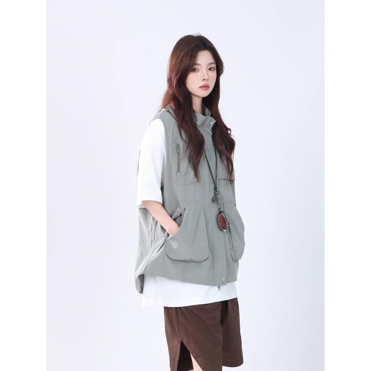 1506/Q264/P62日系户外战术机能多口袋工装马甲可拆卸连帽外套,女装马甲,星座1506