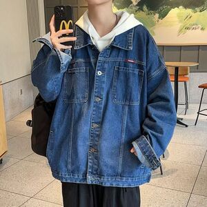 1506/Q89600/P54外套男装拼接灯芯绒翻领多口袋牛仔外套 1图片