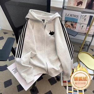 1506/QRL7490/P57新款卫衣港风宽松简约连帽卫衣开衫男女同款2图片