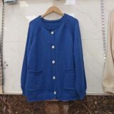 1506/QH280/P59小众灯笼袖针织开衫女秋冬克莱因蓝宽松毛衣1，男装针织衫/毛衣，星座1506