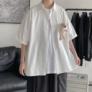 1506/Q22100/P37公仔短袖衬衫男女夏宽松潮休闲情侣衬衣潮图片