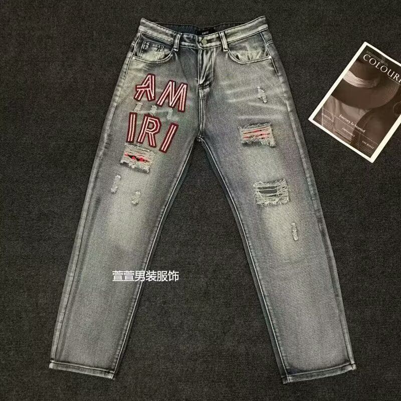 1506/Q80450/P48字母刺绣牛仔裤男潮牌破洞修身小脚裤,男装牛仔裤,星座1506