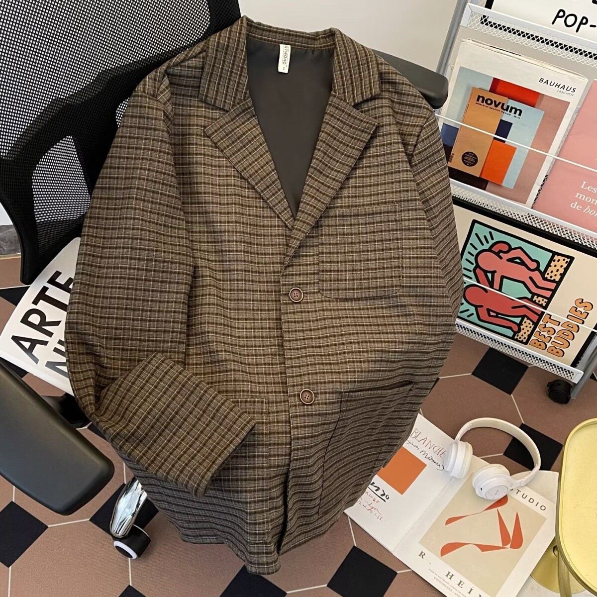 1506/QB180/P60秋季设计垂感复古西装领休闲外套,男装西服套装,星座1506