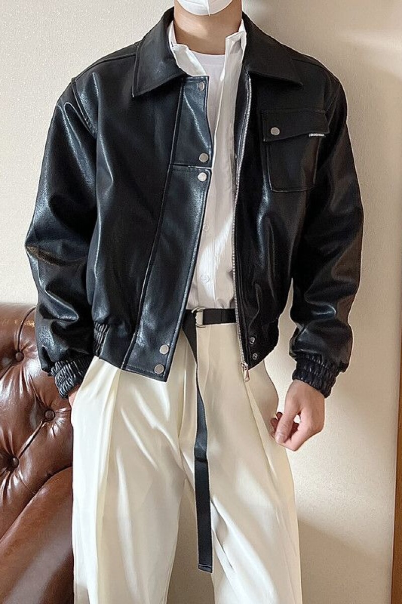 1506/QW6310/P74高质量痞帅Pu皮衣潮垫肩皮夹克男机车服秋冬外套,男装皮衣,星座1506
