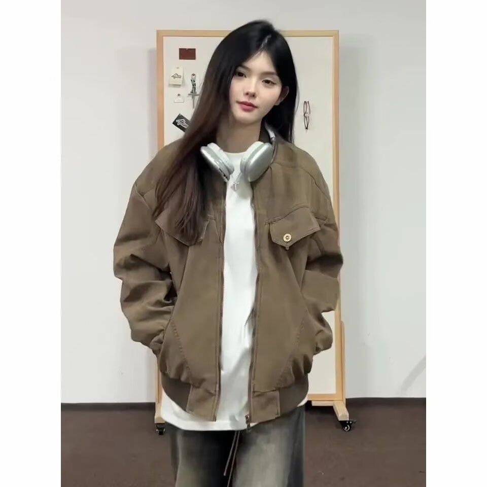 1506/QWT560/P66美式复古工装夹克男女秋季休闲宽松做旧外套潮牌1,女装短外套,星座1506