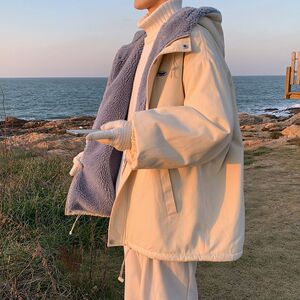 1506/M78531/P74秋冬连帽羊羔绒棉衣宽松韩版潮流百搭2图片
