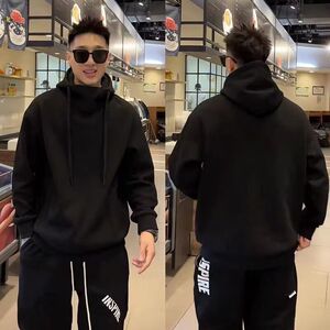 1506/QLGT560/P49卫衣男连帽春秋季港风宽松潮牌印花百搭外套1图片