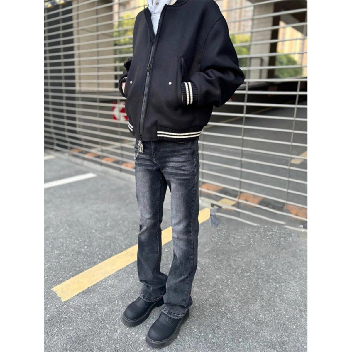 1506/QG9230/P41复古水洗磨白黑色牛仔裤男微喇修身显瘦直筒长裤2,男装牛仔裤,星座1506