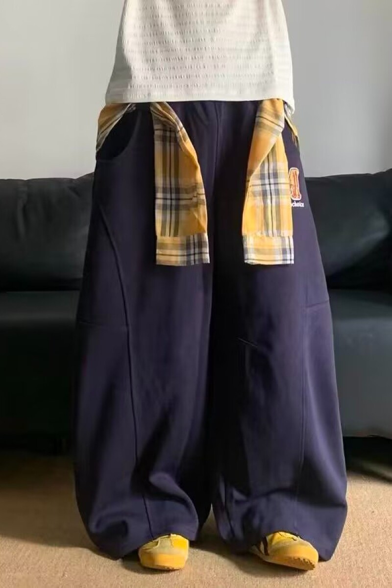 1506/QA80760/P55拼接格子裙摆设计卫裤男女美式复古拖地伞兵裤2,男装休闲裤,星座1506