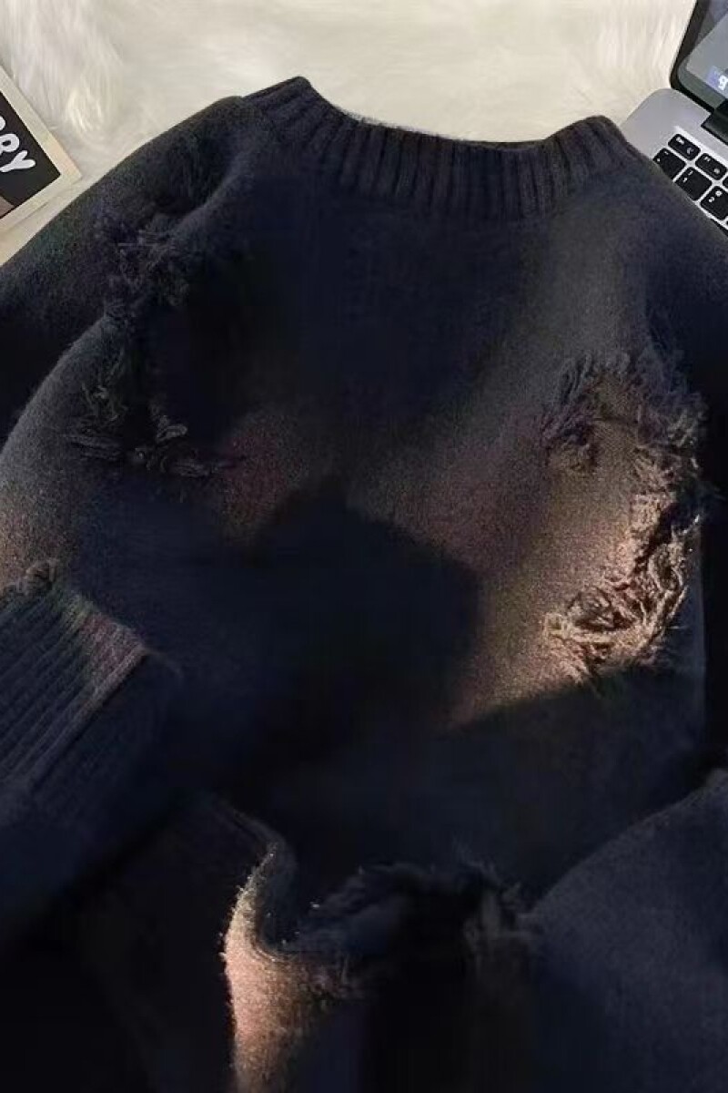 1506/Q50880/P44破洞圆领毛衣男女秋冬季宽松百搭休闲针织衫线衣2,男装针织衫/毛衣,星座1506