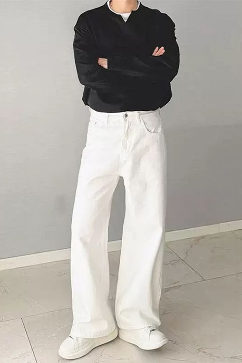 1506/Q309/P44白色水洗弯刀软牛仔裤男韩版宽松阔腿裤直筒休闲裤,男装牛仔裤,星座1506