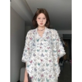 1506/Q288/P46潮情侣美式金属标流苏蝴蝶短袖衬衫宽松休闲衬衣，男装T恤，星座1506