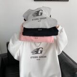 1506/QR50990/P39复古字母拼色长袖卫衣男冬季新款加绒宽松上衣，男装卫衣，星座1506