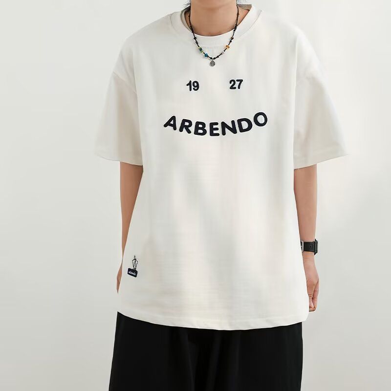 1506/Q339/P35短袖t恤男潮牌夏季宽松五分袖潮流ins简约印花上衣,男装T恤,星座1506