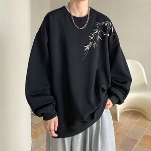1506/QR50910/P39潮牌长袖男美式高街宽松打底衫休闲重磅情侣卫衣图片