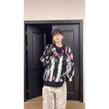 1506/MM151/P62马海毛扎染毛衣男款秋冬季美式加厚针织衫外套1，男装针织衫/毛衣，星座1506