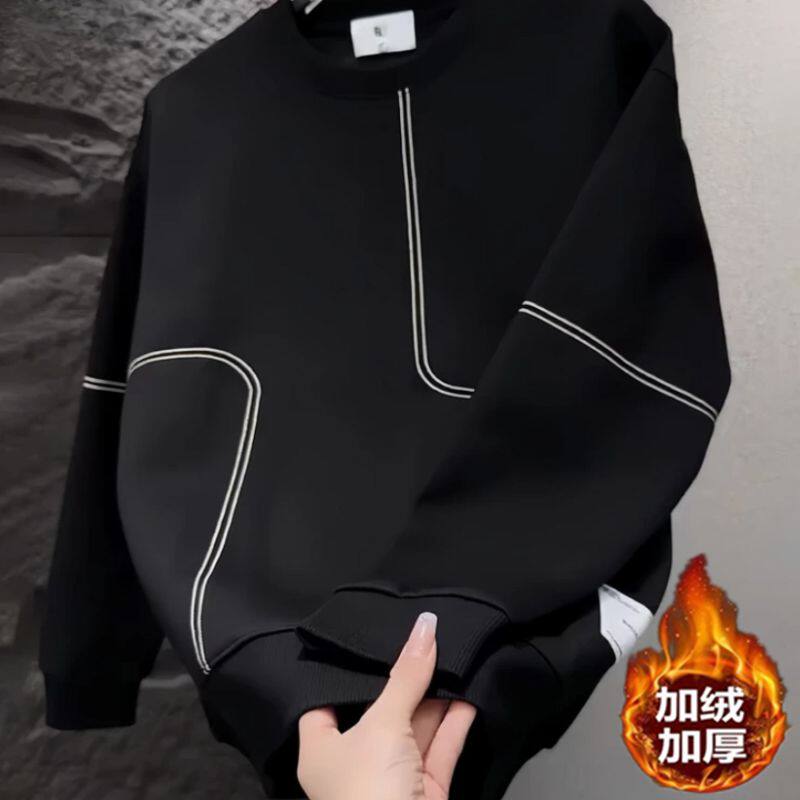1506/W829411/P40加绒舒适冬装加绒加厚男士圆领套头卫衣外套1图片