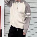 1506/QLD750/P54轻熟男士春秋季新针织开衫韩系条纹休闲毛衣外套3，男装针织衫/毛衣，星座1506