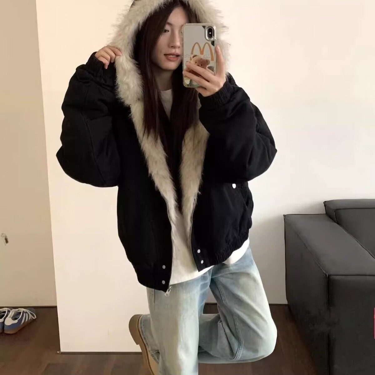 1506/Q86130/P90潮座山雕毛绒连帽棉服男女2025冬季加厚棉衣1,男装棉衣,星座1506
