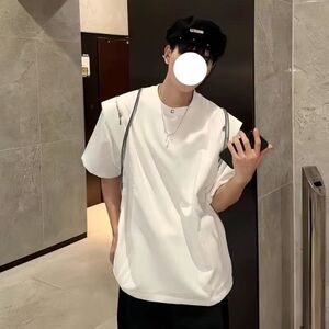 1506/Q225/P43短袖t恤男潮牌夏季宽松五分袖网红潮流印花上衣图片