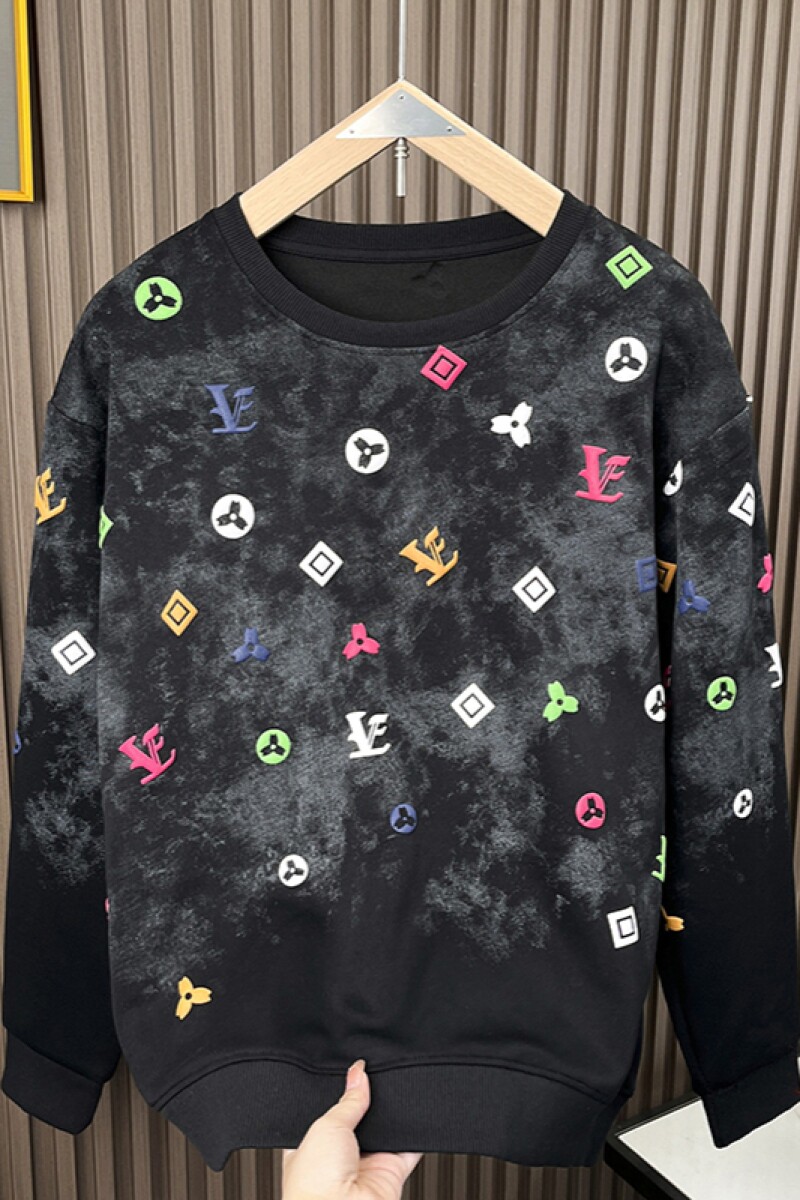 1506/QC430/P44高级感重磅卫衣男新款潮牌印花圆领加绒上衣2,男装卫衣,星座1506