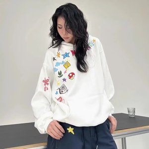 1506/Q6520/P48卫衣男连帽秋季宽松潮牌字母印花百搭外套新款潮，女装短外套，星座1506