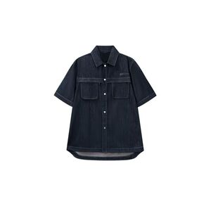 1506/QC1510/P54夏季男士工装牛仔短袖日系百搭衬衣宽松复古衬衫图片