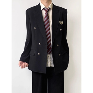 1506/QW200/P64日系原创刺绣西装制服男生双排扣戗驳领西服套装图片