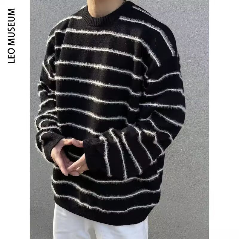 1506/Q71450/P41条纹长袖秋季新款宽松百搭圆领上衣潮,男装卫衣,星座1506
