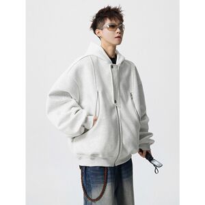 1506/QF160/P72新款卫衣港风宽松简约连帽卫衣开衫男女同款2图片