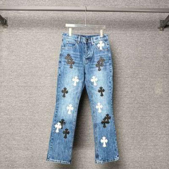 1506/Q21450/P64贴皮金属十字架刀割补丁欧美时尚潮牌牛仔长裤1,男装休闲裤,星座1506