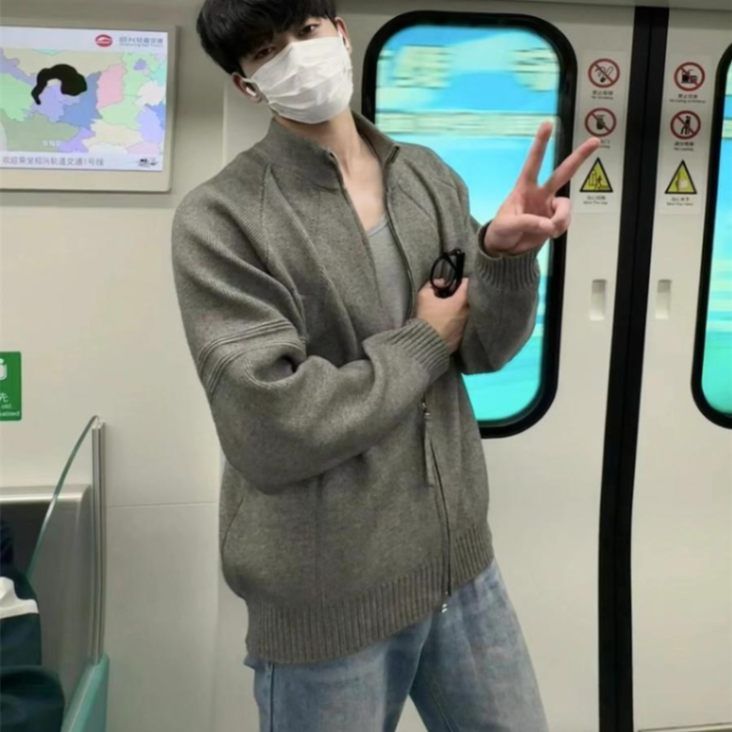 1506/QD540/P60秋冬季韩系美式拉链立领重磅毛衣男针织开衫3,男装针织衫/毛衣,星座1506