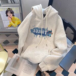 1506/QB340/P39卫衣男连帽春秋季港风宽松潮牌字母印花百搭外套2图片