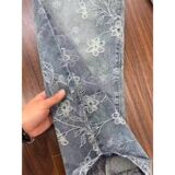 1506/QA1080/P49美式vibe提花满印牛仔裤男款高街潮牌直筒微喇裤，男装牛仔裤，星座1506