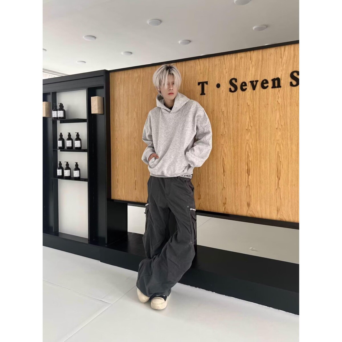 1506/Q42150/P40卫衣男连帽春秋季港风宽松潮牌字母印花百搭外套图片
