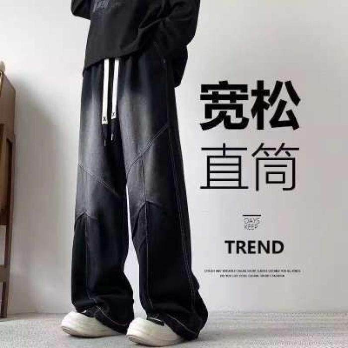 1506/Q10420/P44潮牌直筒宽松休闲牛仔裤男春秋季长裤子2图片
