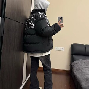 1506/Q88310/P72原创美式蜘蛛网刺绣秋冬夹棉男女宽松潮流外套2图片
