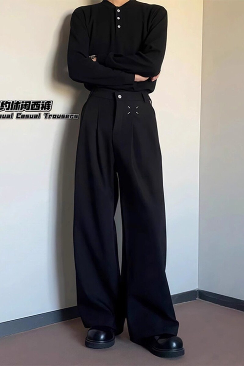 1506/QK400/P49美式黑色宽松西装裤男阔腿裤子潮牌休闲垂感小西裤,男装西裤,星座1506