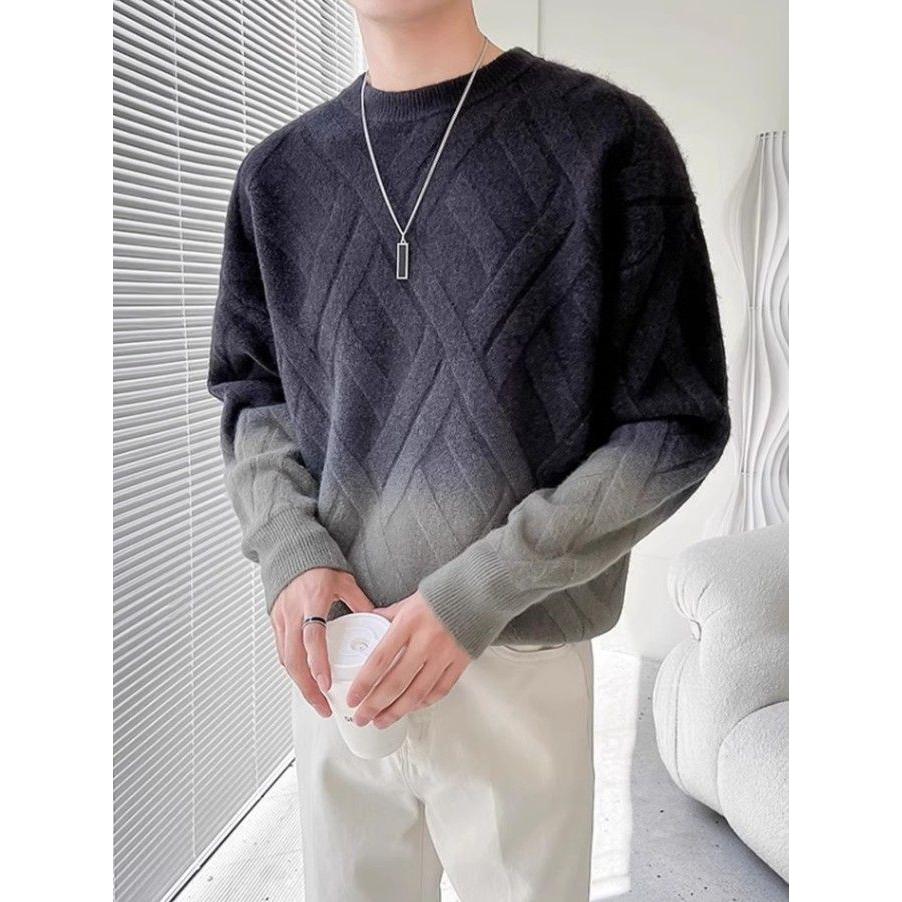 1506/Q18310/P69秋冬季休闲复古渐变色圆领套头毛衣男2,男装针织衫/毛衣,星座1506