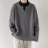 1506/Q50130/P70美式复古麻花设计感毛衣男女情侣套头针织衫1，男装针织衫/毛衣，星座1506