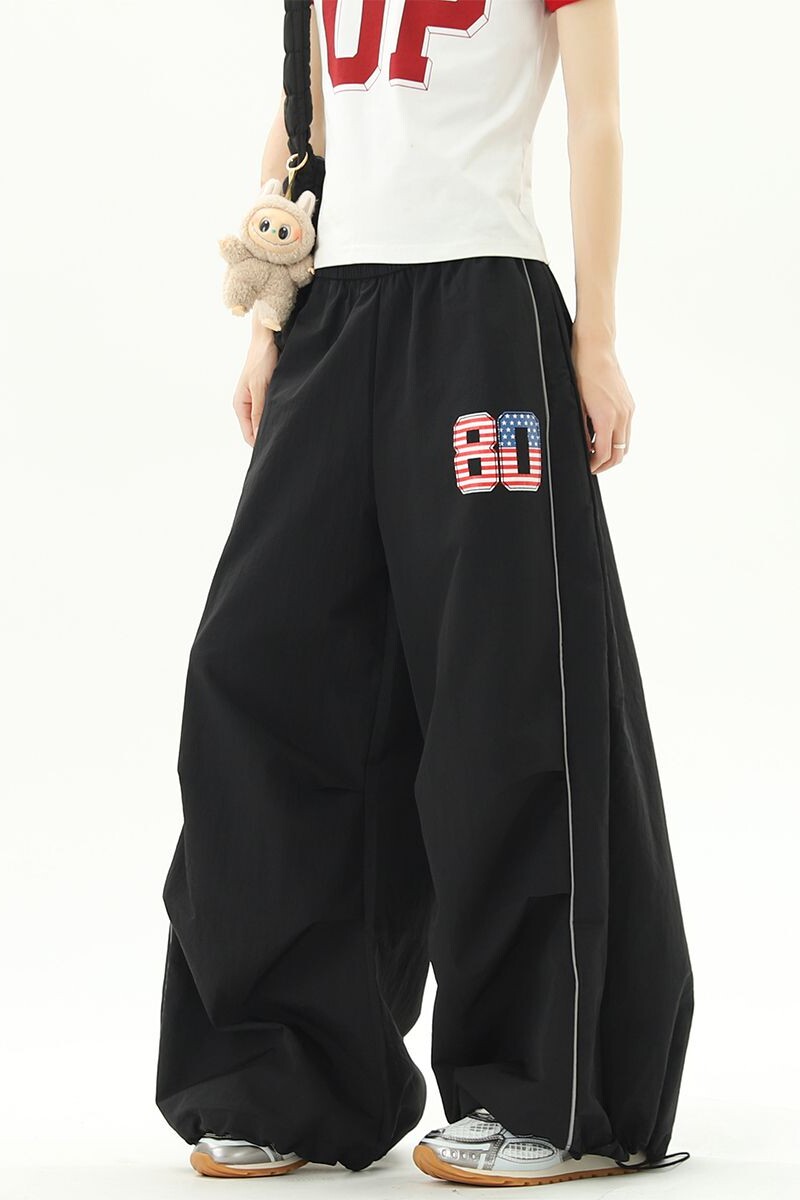 1506/QFY1310/P48美式字母反光条休闲裤秋季速干运动长裤子2025潮,女装休闲裤,星座1506