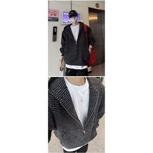 1506/QCL-YT070/P66新款卫衣港风宽松简约连帽卫衣开衫男女同款图片