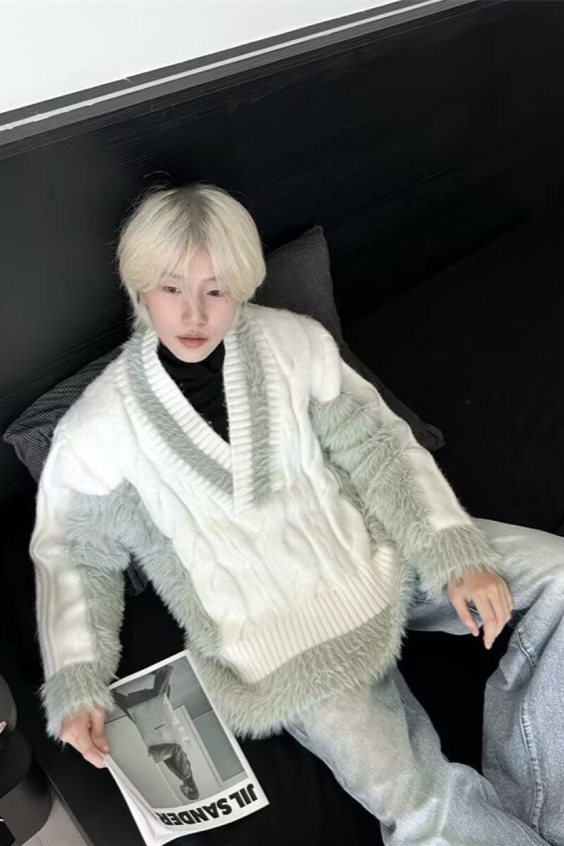 1506/QX0490/P62设计感美式v领毛衣男款秋冬慵懒风高级感毛衫2,男装针织衫/毛衣,星座1506