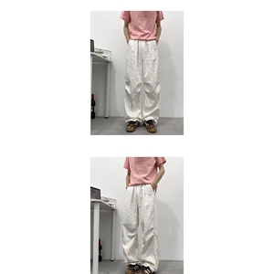 1506/QA80310/P39宽松休闲裤男流百搭裤子夏季坠感阔腿拖地长裤图片