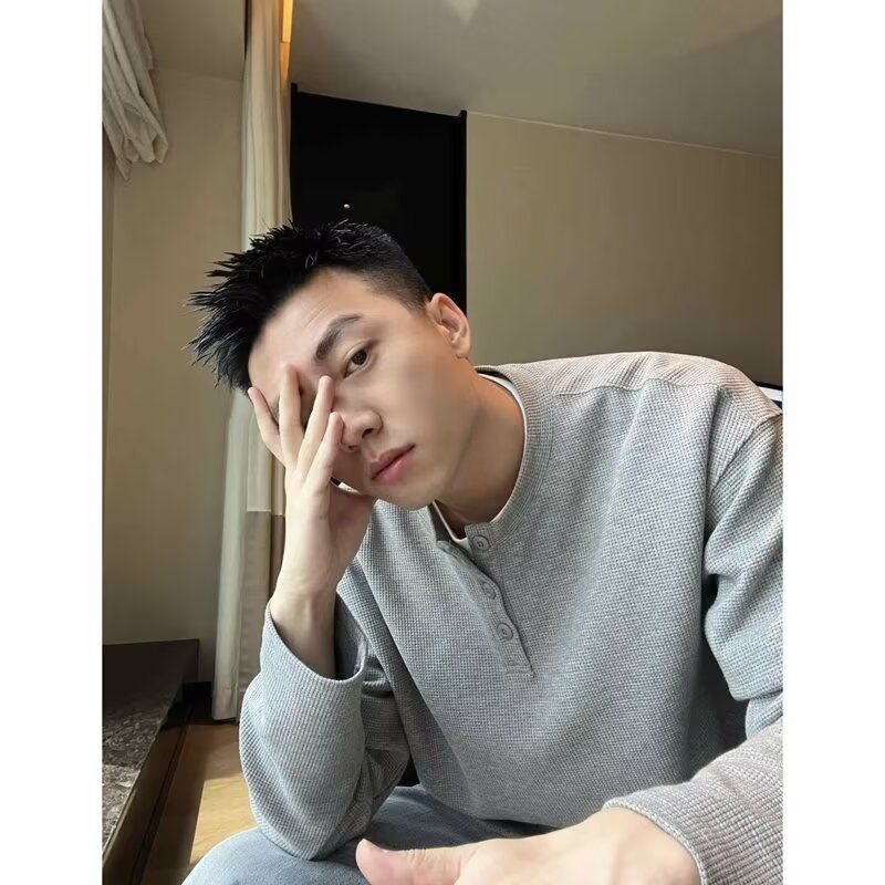 1506/QT4130/P36卫衣男肌理感长袖t恤法式亨利领半开扣POLO衫潮,男装Polo衫,星座1506