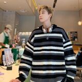 1506/MM131/P57男生加厚保暖宽松慵懒设计美式复古内搭针织衫1，男装针织衫/毛衣，星座1506