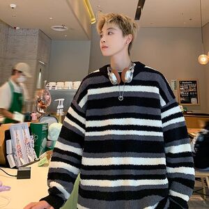 1506/MM131/P57男生加厚保暖宽松慵懒设计美式复古内搭针织衫1图片